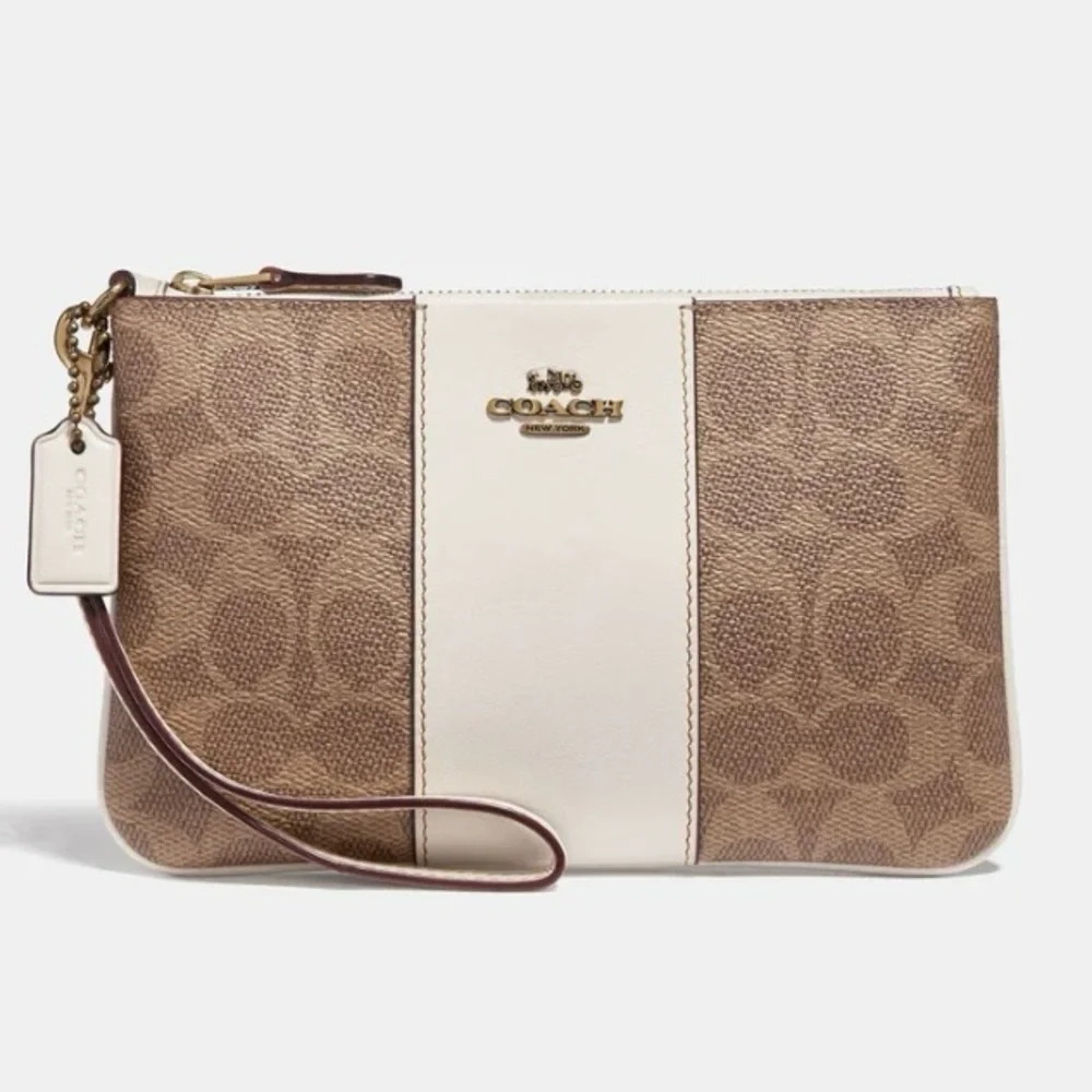 Coach Small Wristlet In Colorblock Signature Canvas - Picture 1 of 15